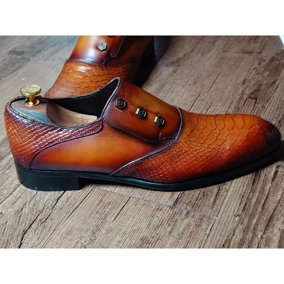 Lavorazione Blake Tan Patina Dress Shoes Mens 10 EU 43 Bespoke Italian Loafers main image 4